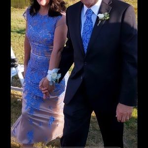 JS flutter sleeve gown ,altered to cap sleeve midi